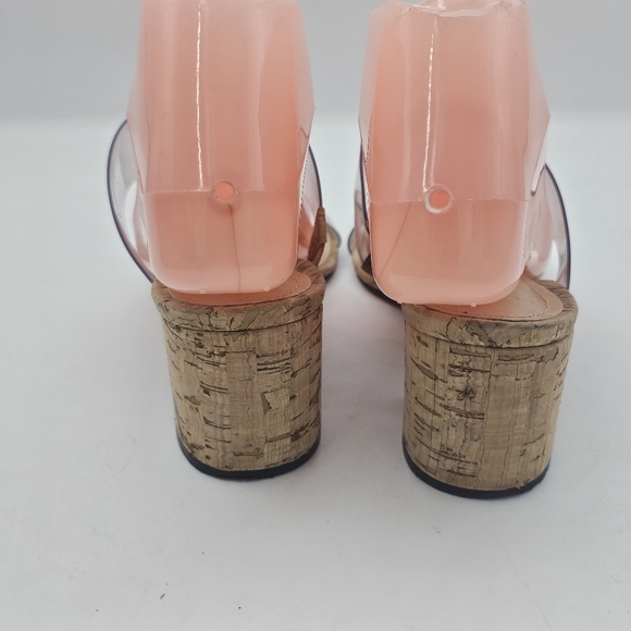 Schutz Victorie Clear Vinyl Cork Block Heel Sandal Women's 7.5 - Picture 4 of 11